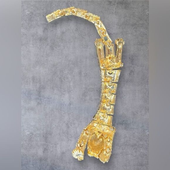 Vintage 1990s Articulated Pave Rhinestone & Enamel Tiger Shoulder Brooch - Picture 4 of 7